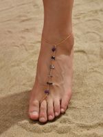 Simple Style Geometric Alloy Plating Natural Stone Women's Anklet 1 Piece main image 1