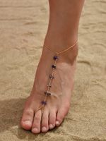 Simple Style Geometric Alloy Plating Natural Stone Women's Anklet 1 Piece sku image 1