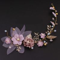Fashion Retro Purple Bridal Headdress Head Flower Wedding Hair Accessories sku image 1