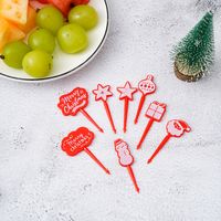Christmas Casual Cartoon Plastic Fruit Fork 1 Set sku image 3