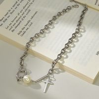 Simple Style Cross Stainless Steel Patchwork Artificial Pearls Choker 1 Piece main image 6