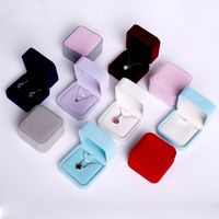 Simple Style Square Solid Color Flannel Jewelry Boxes main image 1