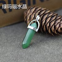 1 Piece Alloy Natural Stone Agate Hexagon Prism Polished Pendant sku image 7