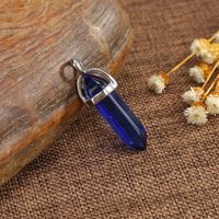 1 Piece Alloy Natural Stone Agate Hexagon Prism Polished Pendant sku image 5