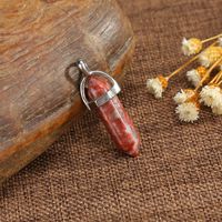 1 Piece Alloy Natural Stone Agate Hexagon Prism Polished Pendant sku image 26