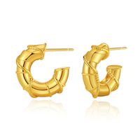 Classic Style C Shape Irregular Brass Gold Plated Ear Studs 1 Pair main image 2