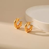 Classic Style C Shape Irregular Brass Gold Plated Ear Studs 1 Pair main image 3