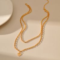 Simple Style Heart Shape Copper Gold Plated Layered Necklaces 1 Piece main image 2