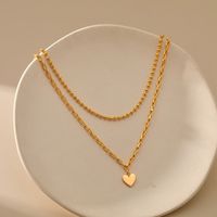 Simple Style Heart Shape Copper Gold Plated Layered Necklaces 1 Piece main image 1