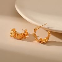 Retro C Shape Irregular Brass Gold Plated Ear Studs 1 Pair main image 2