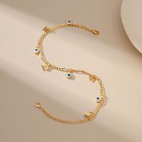 Retro Devil's Eye Butterfly Brass Gold Plated Women's Anklet 1 Piece main image 2