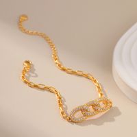 Simple Style Geometric Brass Gold Plated Zircon Bracelets 1 Piece main image 2