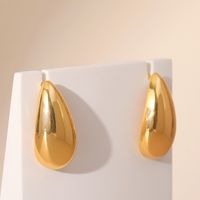 Simple Style Geometric Water Droplets Brass Gold Plated Ear Studs 1 Pair main image 1