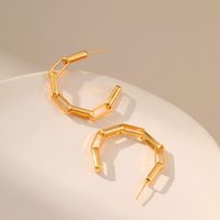 Fashion C Shape Brass Gold Plated Ear Studs 1 Pair main image 2