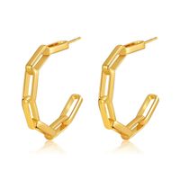 Fashion C Shape Brass Gold Plated Ear Studs 1 Pair sku image 1