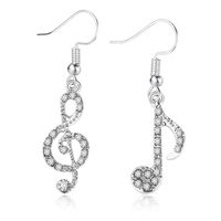 Asymmetrical Earrings With Diamond Notes Student Girl Shine Personality Music Symbol Jewelry sku image 3