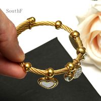 Ethnic Style Geometric Stainless Steel Gold Plated Artificial Gemstones Bangle 1 Piece main image 5