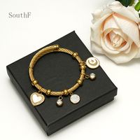 Ethnic Style Geometric Stainless Steel Gold Plated Artificial Gemstones Bangle 1 Piece main image 4