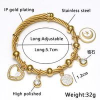 Ethnic Style Geometric Stainless Steel Gold Plated Artificial Gemstones Bangle 1 Piece sku image 1