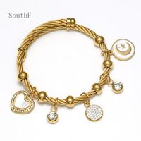 Ethnic Style Geometric Stainless Steel Gold Plated Artificial Gemstones Bangle 1 Piece main image 1