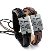 Ethnic Style Letter Pu Leather Metal Braid Unisex Bracelets main image 1