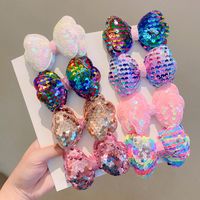 Sweet Gradient Color Bow Knot Sequin Hair Clip 1 Piece main image 3