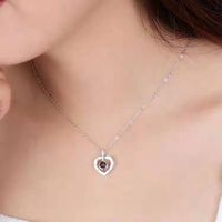 Fashion Heart Shape Titanium Steel Plating Hollow Out Inlay Zircon Pendant Necklace 1 Piece main image 4