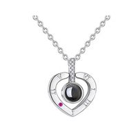 Fashion Heart Shape Titanium Steel Plating Hollow Out Inlay Zircon Pendant Necklace 1 Piece main image 3