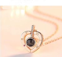 Fashion Heart Shape Titanium Steel Plating Hollow Out Inlay Zircon Pendant Necklace 1 Piece sku image 6