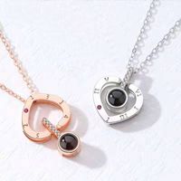 Fashion Heart Shape Titanium Steel Plating Hollow Out Inlay Zircon Pendant Necklace 1 Piece main image 2