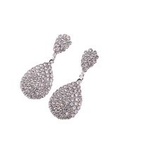 1 Pair Simple Style Water Droplets Inlay Alloy Rhinestones Drop Earrings main image 4