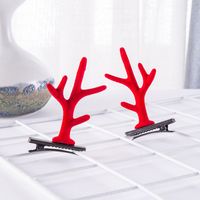 Cute Christmas Hairball Antlers Synthetics Flannel Hair Clip sku image 1