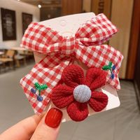 Cute Heart Shape Flower Plush Handmade Hair Clip 1 Set sku image 4