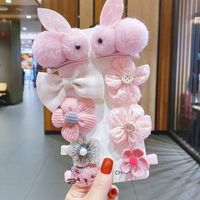 Cute Heart Shape Flower Plush Handmade Hair Clip 1 Set sku image 15