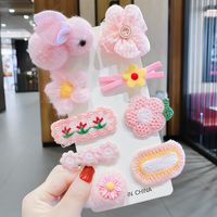 Cute Heart Shape Flower Plush Handmade Hair Clip 1 Set sku image 13