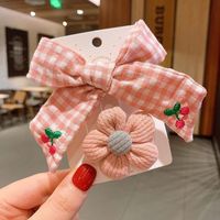 Cute Heart Shape Flower Plush Handmade Hair Clip 1 Set sku image 3