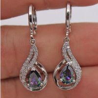 Fashion Water Droplets Copper Inlay Zircon Drop Earrings 1 Pair sku image 1