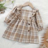 Princess Plaid Button 100% Cotton Girls Dresses sku image 8