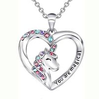 Fashion Unicorn Alloy Hollow Out Inlay Rhinestones Women's Pendant Necklace 1 Piece main image 4