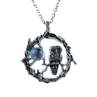 Fashion Owl Alloy Plating Hollow Out Inlay Glass Stone Women's Pendant Necklace 1 Piece main image 4