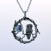 Fashion Owl Alloy Plating Hollow Out Inlay Glass Stone Women's Pendant Necklace 1 Piece sku image 1