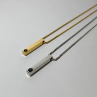 Simple Style Square Titanium Steel Plating Inlay Glass Bead Pendant Necklace 1 Piece main image 1