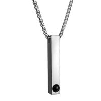 Simple Style Square Titanium Steel Plating Inlay Glass Bead Pendant Necklace 1 Piece main image 3