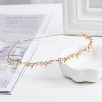 Women's Simple Style Waves Flower Bow Knot Metal Inlay Pearl Zircon Hair Band sku image 22