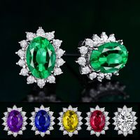 Fashion Oval Alloy Plating Inlay Artificial Crystal Rhinestones Women's Ear Studs 1 Pair main image 1