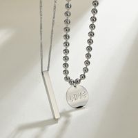 Simple Style Round Letter Stainless Steel Necklace 2 Pieces main image 6
