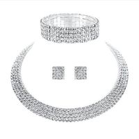 Fashion Geometric Alloy Inlay Rhinestones Women's Bracelets Earrings Necklace sku image 10