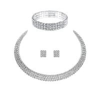 Fashion Geometric Alloy Inlay Rhinestones Women's Bracelets Earrings Necklace sku image 9
