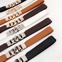 Simple Style Geometric Pu Leather Alloy Plating Women's Leather Belts 1 Piece main image 4