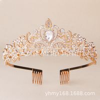 Fashion Crown Alloy Plating Rhinestones Crown 1 Piece main image 3